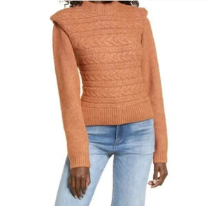 Blank NYC Horizontal Cable Knit Crewneck Chunky Sweater(M)